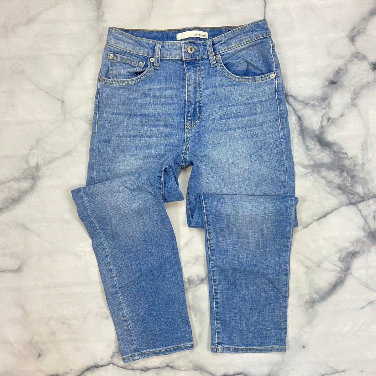 Ella Moss High Waist Straight Jeans Sz 8/29 Light Wash Ankle Crop  CJEMB0339-LUN | eBay