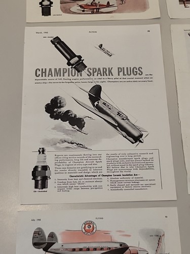Lotto (6) candele Champion seconda guerra mondiale Flying Popular Aviation Magazine annunci stampa - Foto 5 di 7