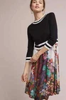 NEW Maeve Anthropologie Black White Floral Crew Neck Osceola Sweater Dress S