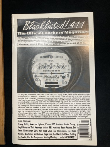 Lot 1 Blacklisted 411 Official Hackers Magazine Oct 1997 Looks Unread - 第 1/5 張圖片