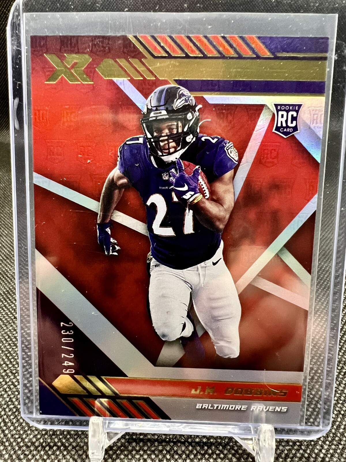 2020 Panini XR JK DOBBINS Rookie Red Parallel #’d /249 #115 BALTIMORE RAVENS RC