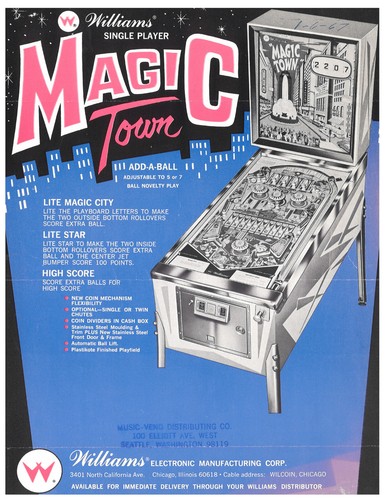 Magic Town Williams Pinball Flyer / Brochure / Ad - Hard to Find -