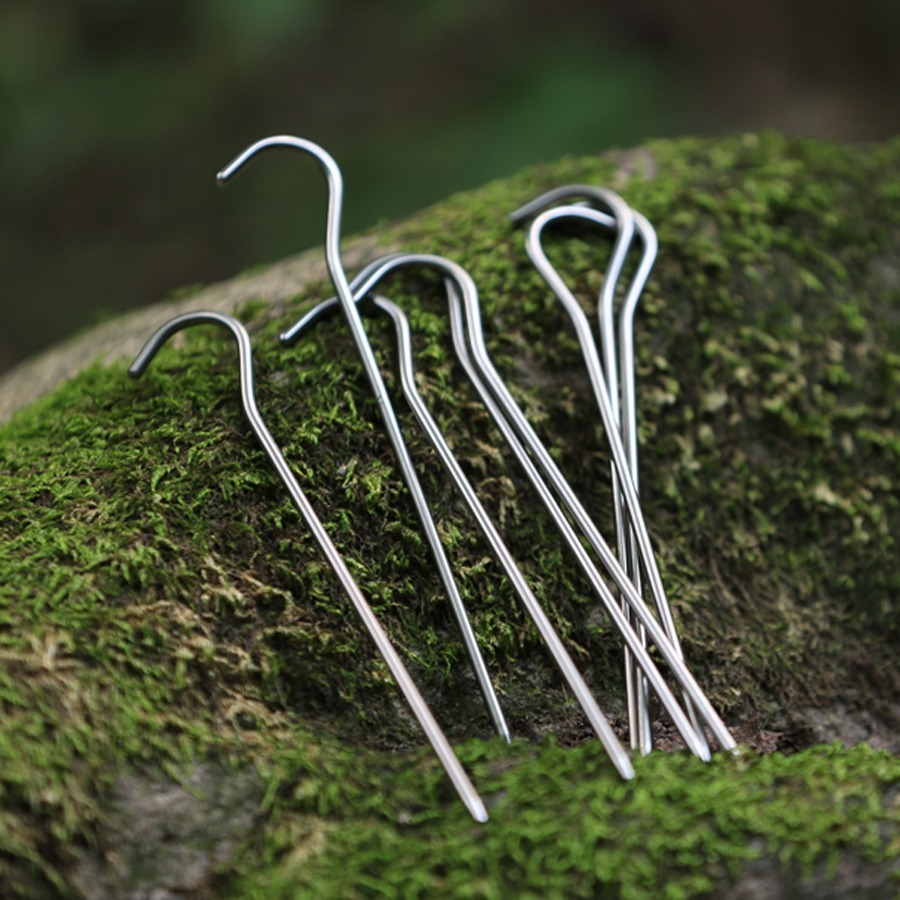 10 X Titanium Tent Hook Peg Spike Camping Stake Nail Hiking Survival Tool New