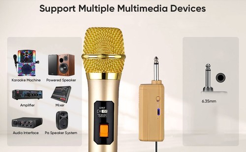 Micrófono inalámbrico Heikuding UHF doble sistema de micrófono dinámico inalámbrico con recarga - Imagen 12 de 14