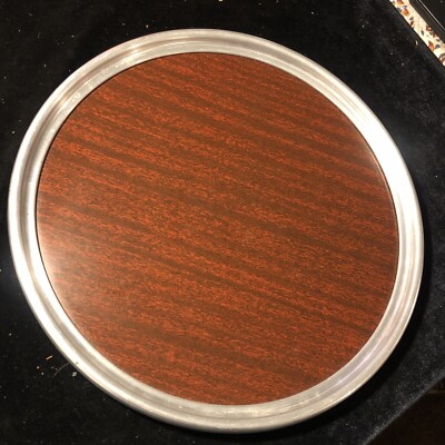 Vintage Kromex? Wood Grain Tray Bar Cocktail Serving Tray Aluminum