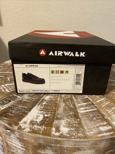 Airwalk Safety Women’s ArenaComp Toe Work Shoe/Black -size 7.5 Wide (EE)- AW6410