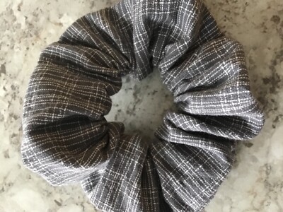 Grey Gray Plaid SCRUNCHIE Christmas HAIR ELASTIC Scrunchies stocking stuffer 