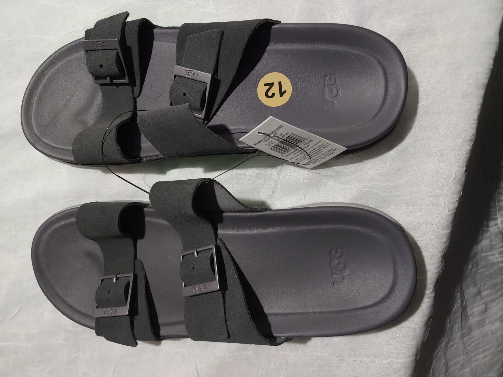 Sandalo da uomo UGG Wainscott fibbia scorrevole pelle grigia taglia 12 M US