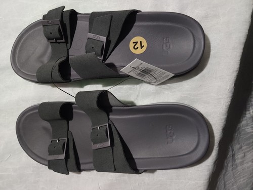 Mens UGG Wainscott Buckle Slide Sandal - gray Leather, Size 12 M US - 第 1/5 張圖片