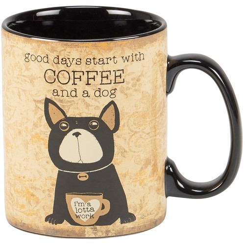 Good Days Start With Coffee And A Dog 20oz Stoneware Funny Coffee Mug, NIB - 第 1/3 張圖片