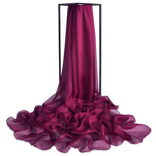 Women’s 100% Silk Chiffon Scarf Long Wrap Shawl Solid 110*180cm - Picture 5 of 21