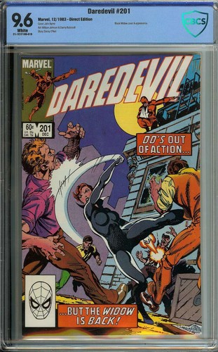 DAREDEVIL #201 CBCS 9.6 WHITE PAGES // BLACK WIDOW COVER + APP 1983