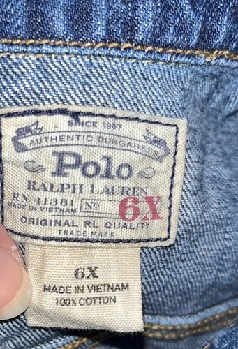 Polo ralph LAUREN GIRLS BOYS Sz 6X JEAN JACKET Denim Trucker Jacket Distressed - Picture 4 of 6