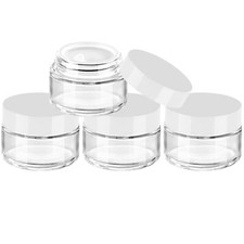 4 Pack 1oz Small Glass Jars with Lids Clear Round Glass Jars for Creams Lotions