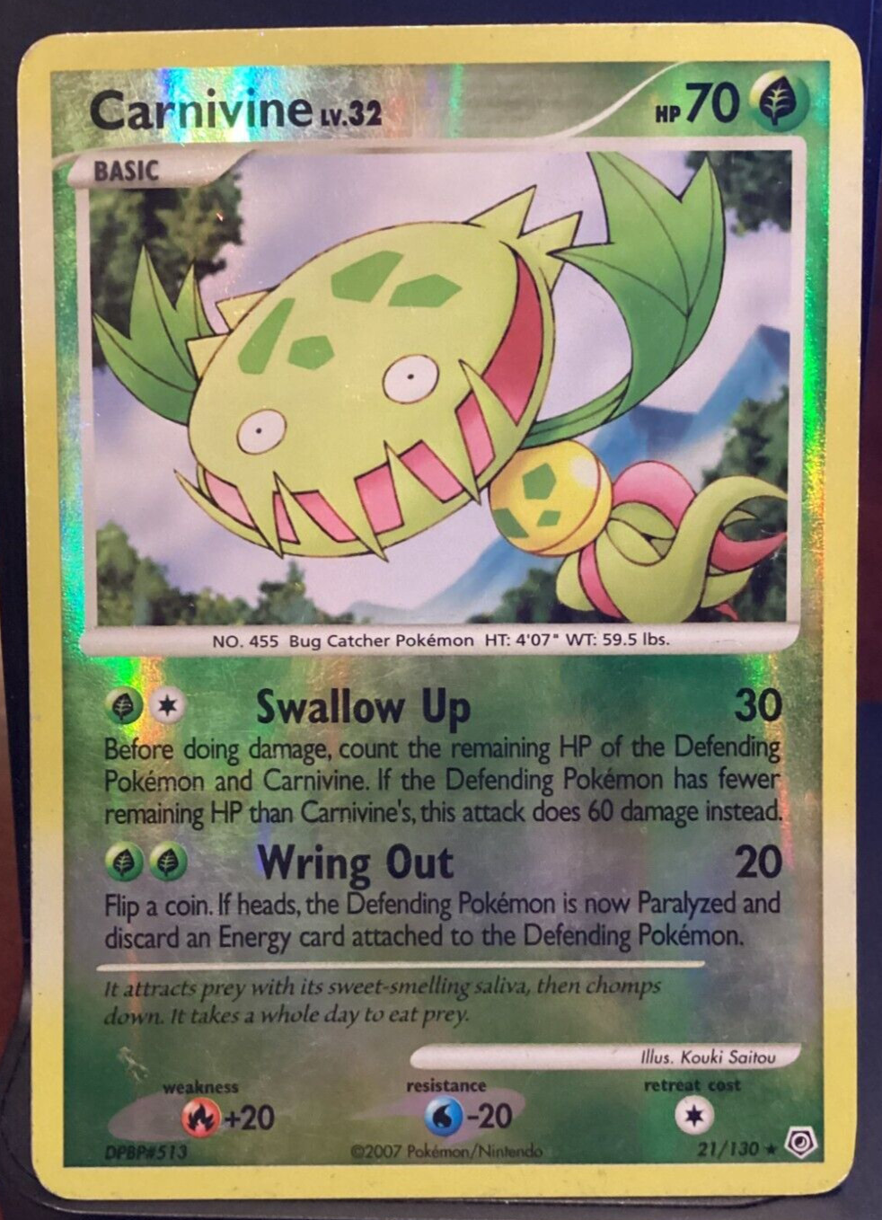Carnivine - 21/130 - Pokemon Diamond & Pearl Reverse Holo Rare LP