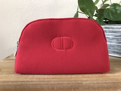 Dior Cosmetic Pouch Cosmetic Bag Makeup Bag Red with zipper