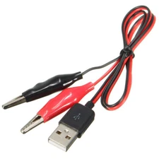 60CM Alligator Test Clips Clamp to USB Male Connector Power Adapter Cable 