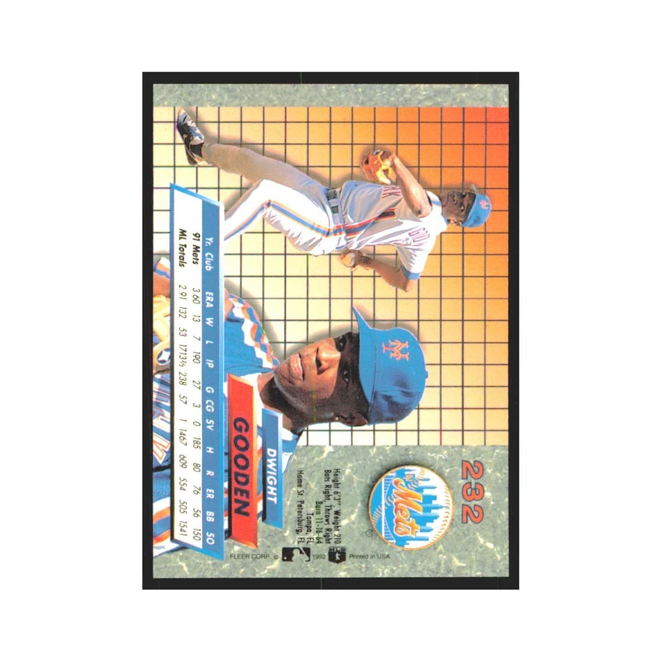 Dwight Gooden 1992 Fleer Ultra #232 New York Mets Baseball Card NM - Image 2 of 3