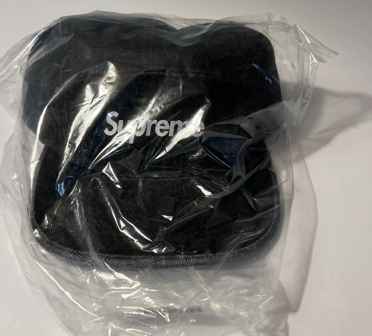 CASQUETTE DE CAMP EN DENIM SUPRÊME NOIRE OS (100% AUTHENTIQUE) NEUVE SS24 SEMAINE 15 