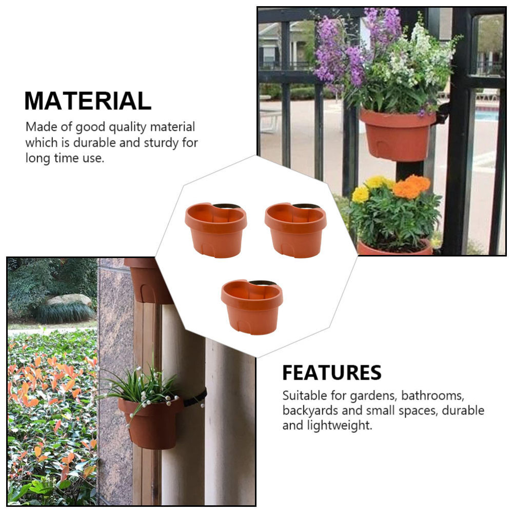 9 Pcs Wallmounted Plant Pot Hanging Flower Holder Pots Balcony