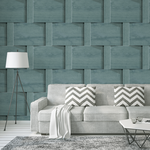Weaved Panel Harrow Debona Wallpaper 6736 Green Wooden Panelling 3D