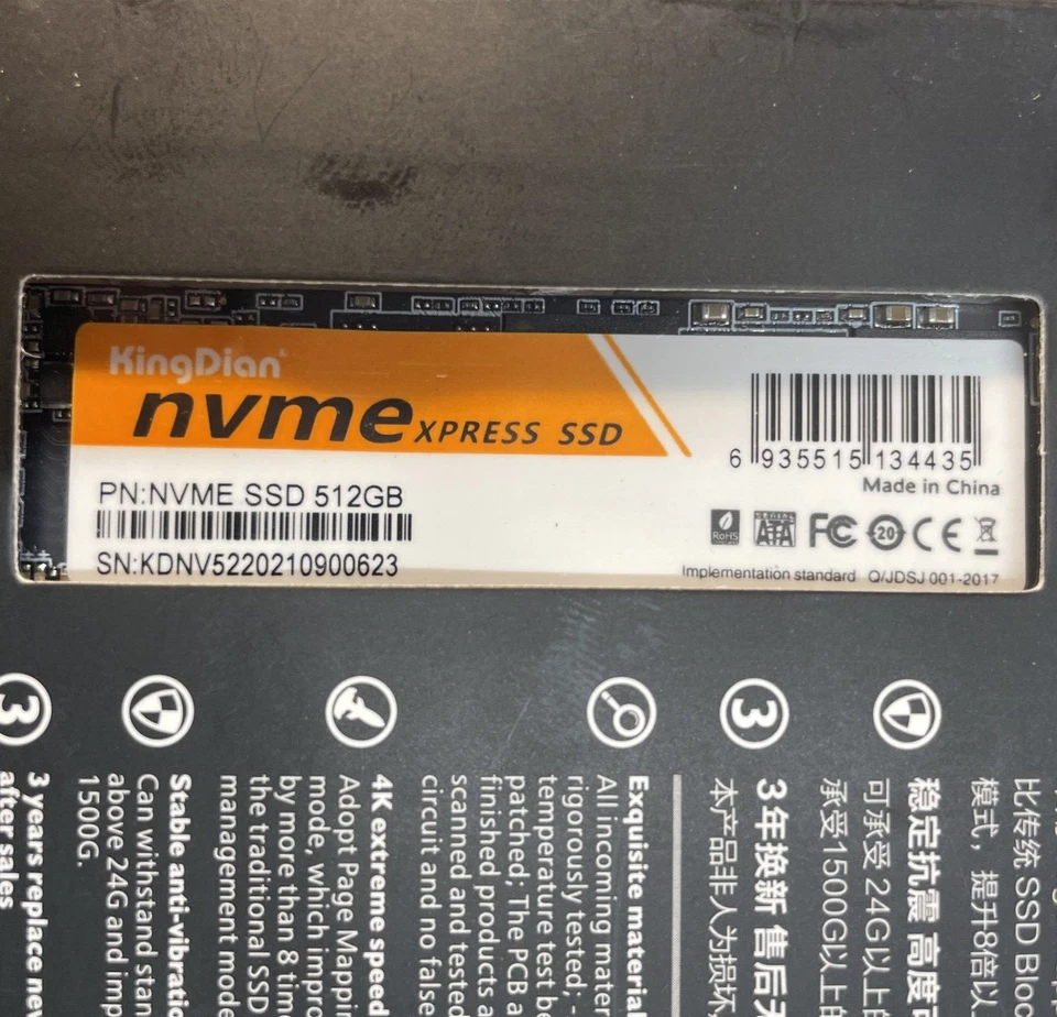 KingDian 521GB NVME XPRESS SSD for Gaming,Compatible with Laptop & PC ***NEW*** - Image 2 of 4