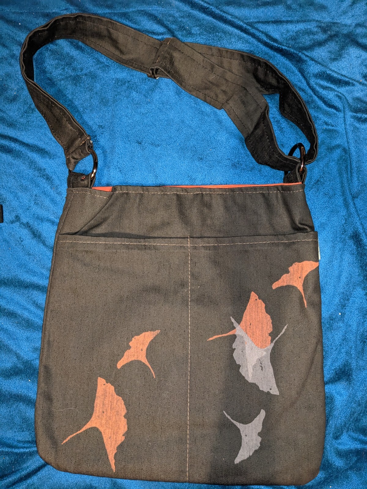 Appetite multipocket bag, dark gray with flowers - image 1