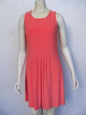 Catherine Malandrino Dress S Coral Mango Pleated Modest Versatile All-Occasion