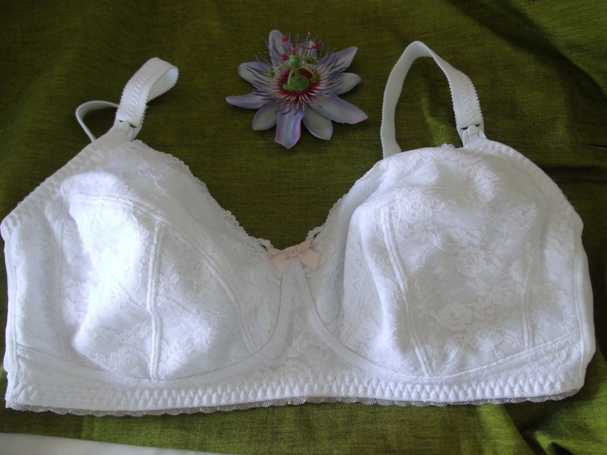 Marks & Spencer White Mix Wire Free Lace Overlay Drop Down Cup Nursing Bra  34DD