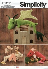 Simplicity R11191 Plush 24" Dragons w Elongated Bodies UNCUT Pattern S9363