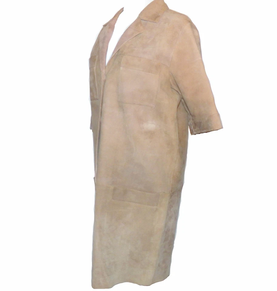 Escada Savannah Tan Lambskin Leather Suede Shirt Dress Medium 38 Spot on Front - Image 3 of 4