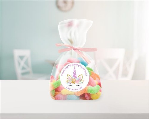 Personalised Unicorn Birthday Stickers For Party Thank You Sweet Cone Bags 24 35 - Picture 5 of 12