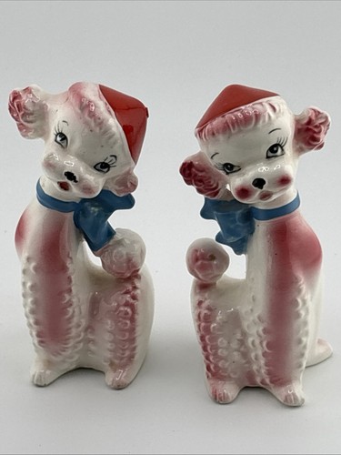 Pink Poodle Vintage Salt and Pepper Shakers figurines Japan - Picture 5 of 6