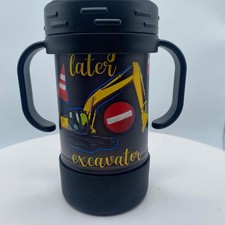 Construction Themed Kids 10 oz Insulated Sippy Cup Cute With Removable Handles