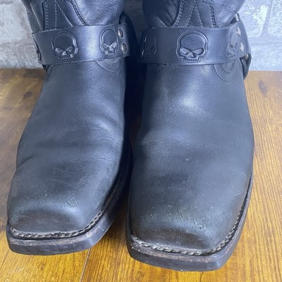 Harley Davidson RORY Black Skull Harness Biker Boots Leather  display picture 2