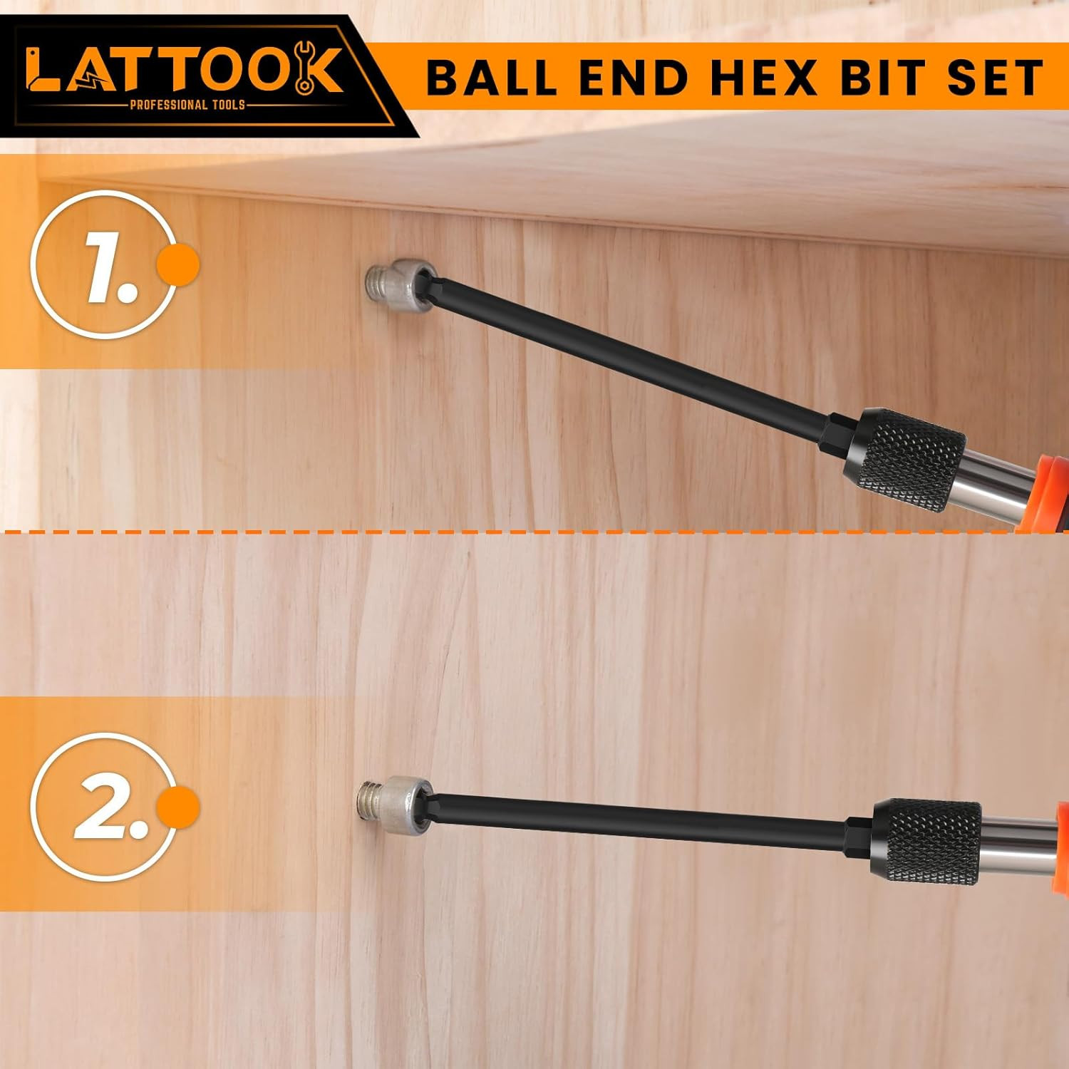 Ball End Hex Head Allen Wrench Drill Bit Set, 12PCS Metric Ball End Hex Bit Set
