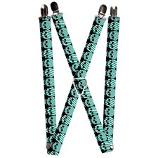 Suspenders - 1.0 - Checker Stripe Skulls Black/White/Green ACC NEW