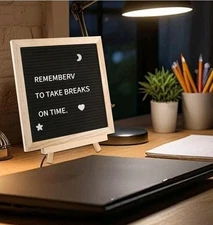 10x10 Letter Board Black Felt 340 Letters, Numbers & Symbols Wood Frame w/ Stand