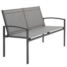 Outsunny 2 Seater Metal Garden Bench, Park Patio Seat, Grey