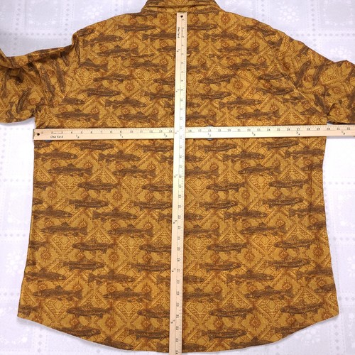 Woolrich Mens Long Sleeve Flannel Shirt 2XL Buckskin Southwest Fish AOP #M99 - Picture 7 of 10