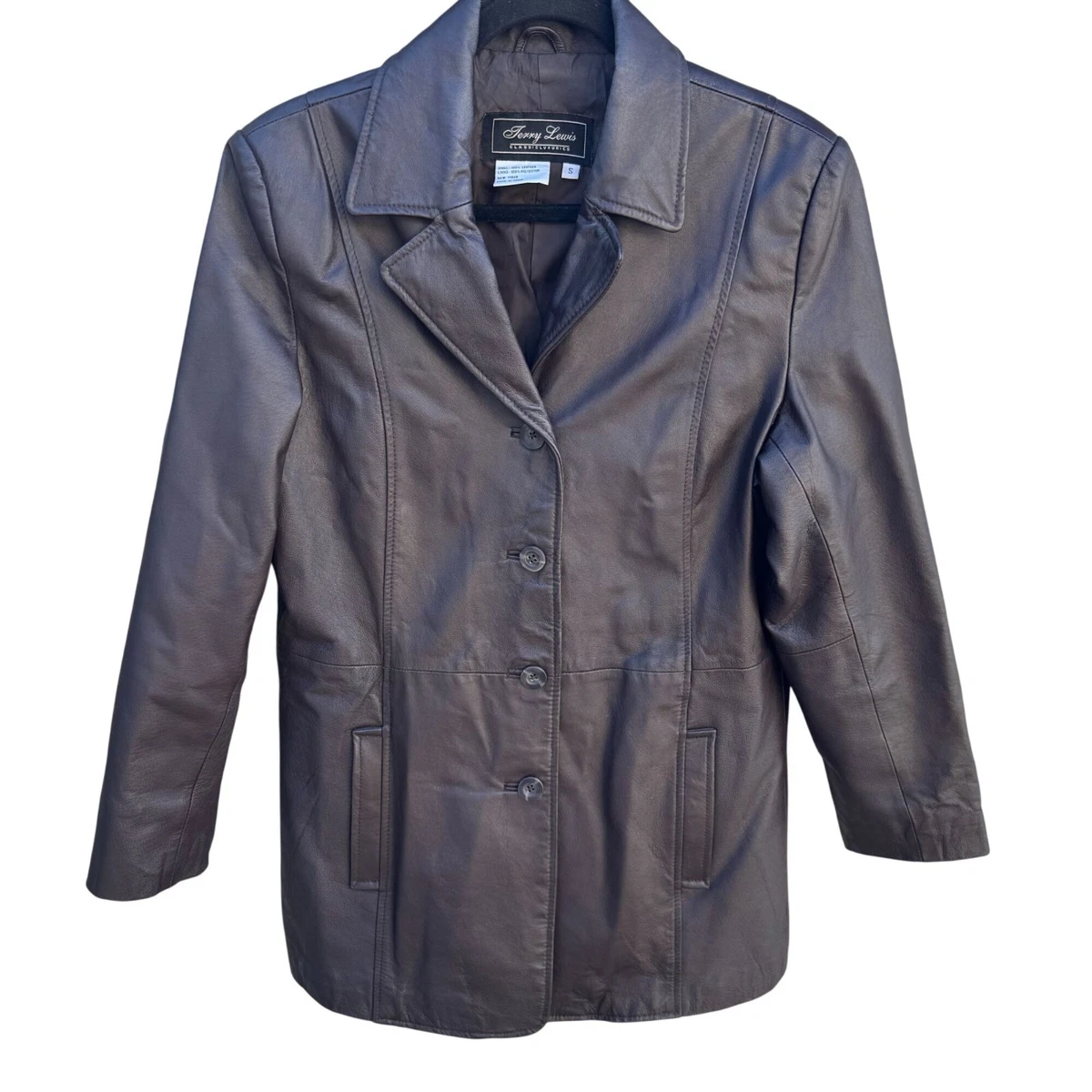 Veste blazer vintage Terry Lewis Classic Luxuries cuir suédé