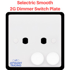 SELECTRIC Smooth 2 Gang Empty Dimmer Switch Plate & Knobs White Moulded SSL591