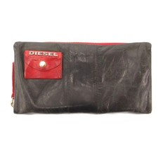 Diesel Men Long Wallet Round Zipper Leather Black Red Vintage Luxury Classic ITA
