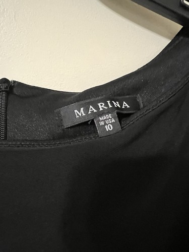 Marina Women’s Dress Black Midi With Embellished Sleeves Size 10 - Picture 3 of 8