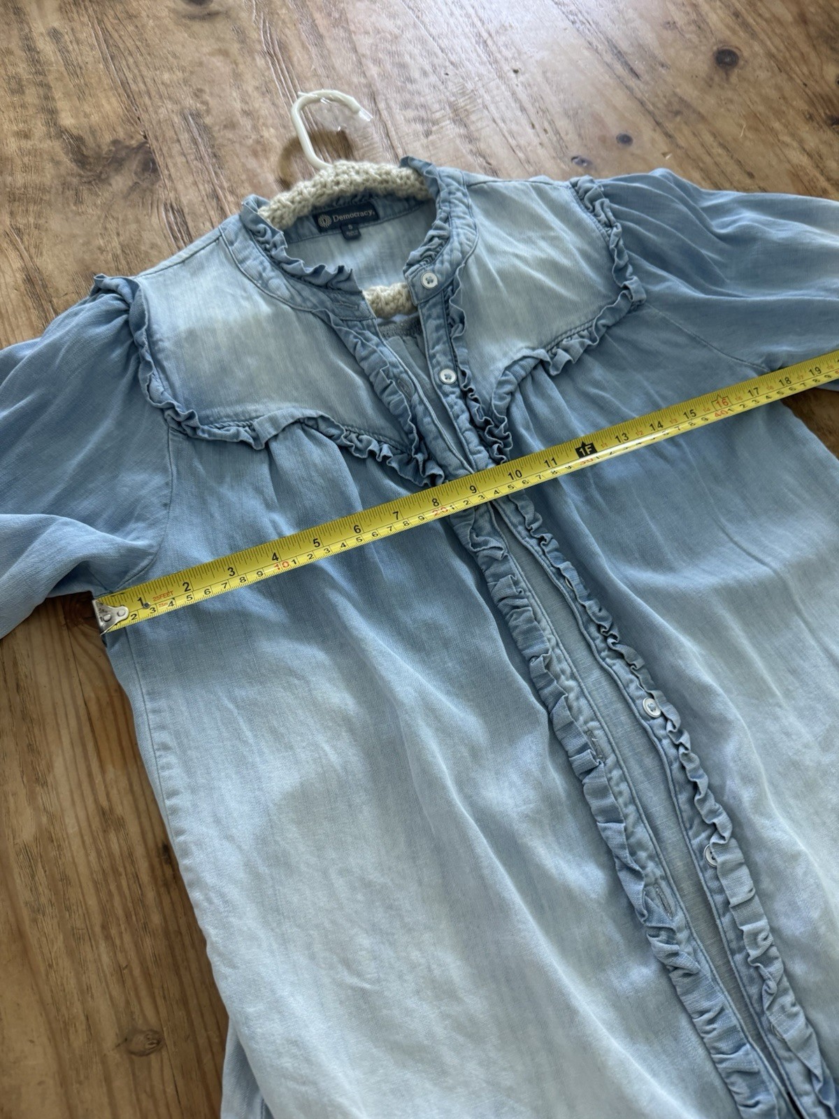 Democracy Ruffled Lantern Sleeve Button-Down Top … - image 6