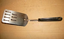 Vintage EKCO Slotted Kitchen Spatula  - Long Blade Plastic Handle - 11 3/4" Inch