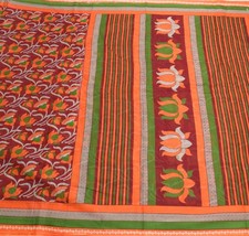 Sushila Vintage Floral Saree 100 Pure Cotton Printed Maroon Sari Craft Fabric