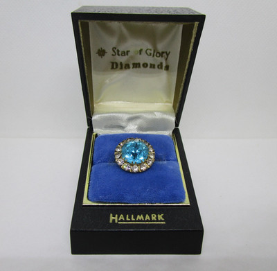Vintage Hallmark Ring Box Star of Glory Black - Ring Inside