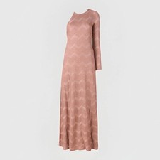 M Missoni Chevron One Shoulder Metallic Knit Maxi Dress Size XS Pre-Owned