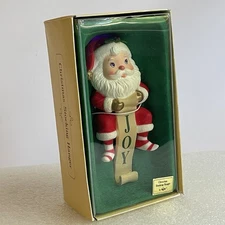 1987 Russ Berrie Santa Claus Joy Stocking Holder Shelf Sitter Vintage Christmas